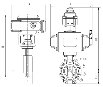 對夾連接調(diào)節(jié)型蝶閥結(jié)構(gòu)尺寸