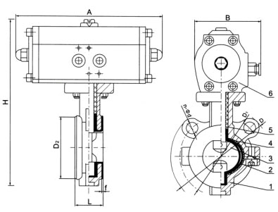 D671(半襯)、D671Fs(全襯)氣動(dòng)對夾襯氟塑料蝶閥